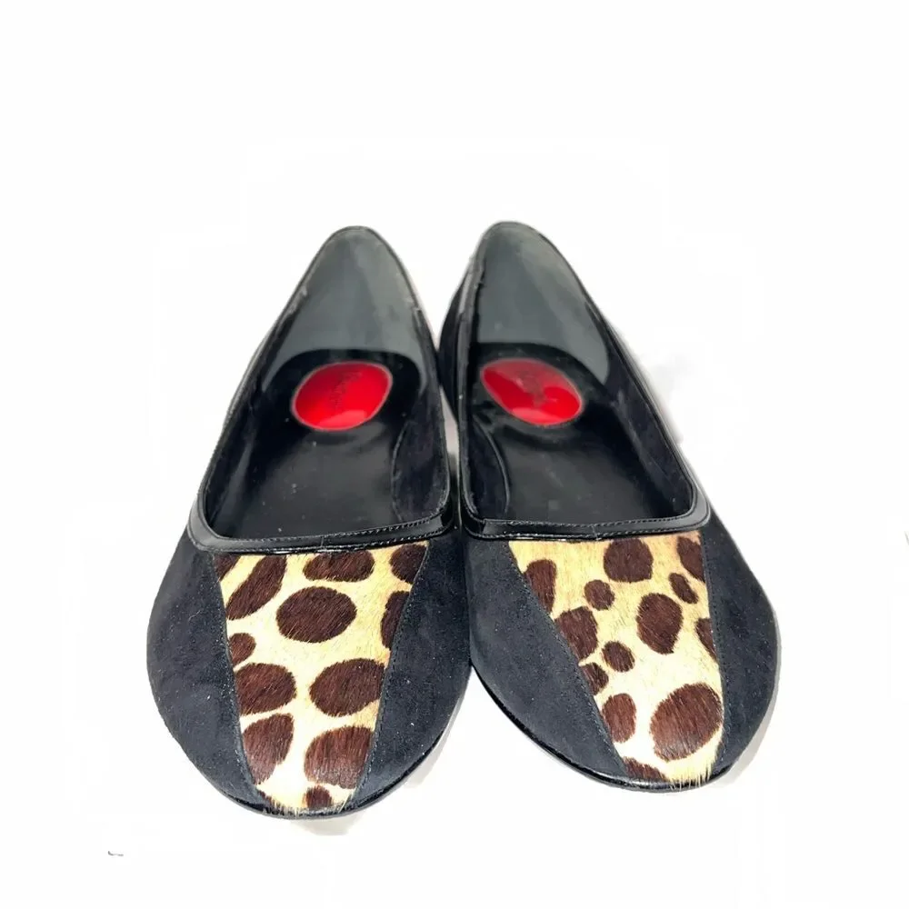 J Renee suede flats animal print insert‎ patent leather accent size 6.5